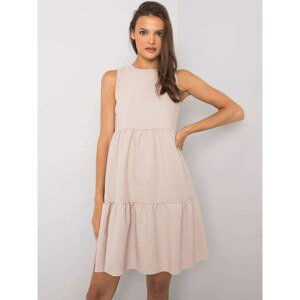 RUE PARIS Beige dress with polka dots