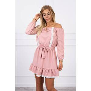 Overbody dress and lace powder pink