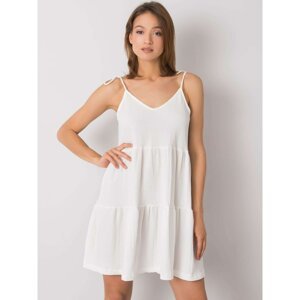 RUE PARIS Women's white dress with a frill