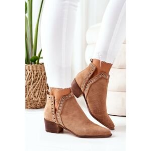 Openwork Boots With Cutouts Camel Western