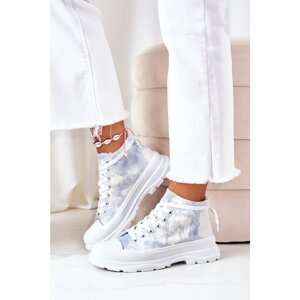 High Sneakers On A Chunky Sole Blue With Tie-Dye Effect Trissy