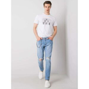 Men's light blue ripped jeans