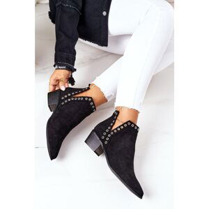 Openwork Boots With Cutouts Black Western