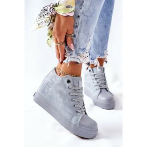 Leather Wedge Sneakers Big Star II274094 Blue