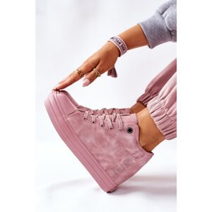 Leather Wedge Sneakers Big Star II274092 Pink