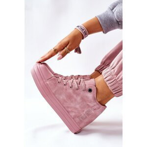 Leather Wedge Sneakers Big Star II274092 Pink