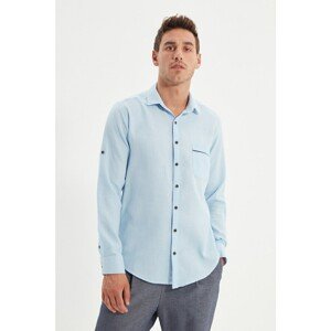 Trendyol Blue Men's Single Pocket Buttoned Collar Slim Fit Shirt