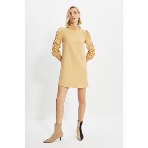 Trendyol Mink Sleeve Detailed Stand Collar Dress