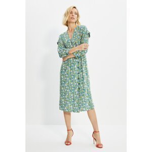 Trendyol Green Double Breasted Collar Shirt Dress
