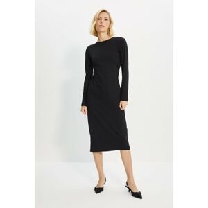 Trendyol Black Waist Detailed Midi Knitted Dress