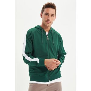 Trendyol Emerald Green Men's Regular Fit Zippered Hooded Garnish Sweatshirt
