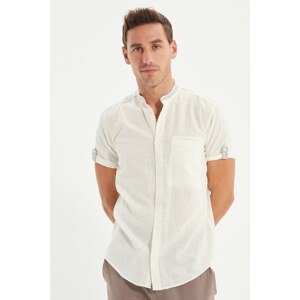 Trendyol Ecru Men's Slim Fit Classic Collar Short Sleeve Shirt