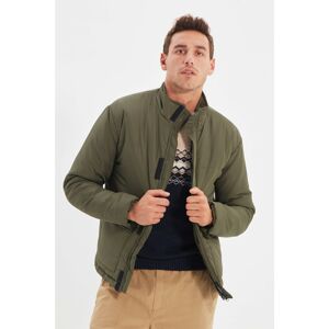 Trendyol Pánska tmavá khaki bunda regular fit