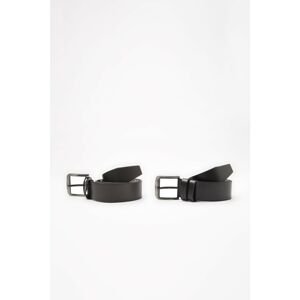 Trendyol Black-Anthracite Men's 2-Pack Faux Leather Belt Belt