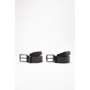 Trendyol Black-Anthracite Men's 2-Pack Textured Faux Leather Belt Belt