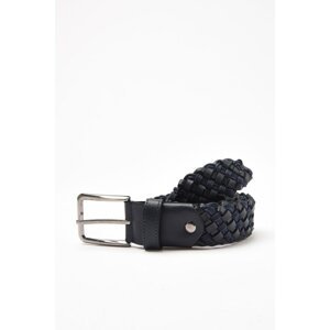 Trendyol Navy Blue Men's Faux Leather Knitted Belt