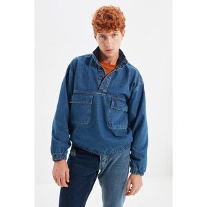 Trendyol Men's Indigo Oversize Double Pocket Denim Jeans Jacket