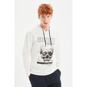 Trendyol White Men Regular Fit Hoodie Sweatshirt