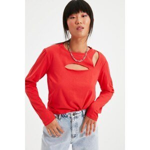 Trendyol Red Cut Out Knitted Blouse