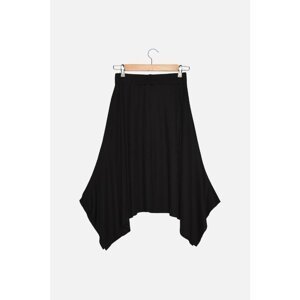 Trendyol Black Ribbed Knitted Handkerchief Petite Skirt