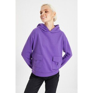 Trendyol Purple Pocket Detailed Boyfriend Knitted Sweatshirt