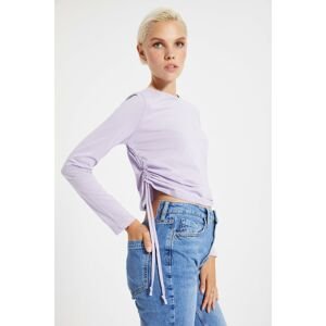 Trendyol Lilac Pleated Basic Knitted T-Shirt