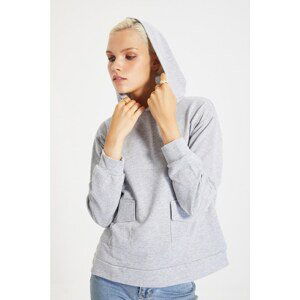 Trendyol Gray Pocket Detailed Boyfriend Knitted Sweatshirt
