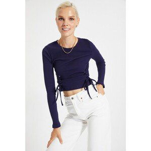 Trendyol Navy Blue Eyelet Detailed Knitted Blouse