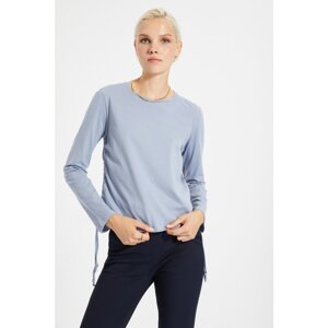 Trendyol Gray Pleated Basic Knitted T-Shirt