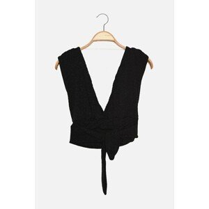 Trendyol Anthracite Knitted Look Crop Knitted Blouse with Low Back