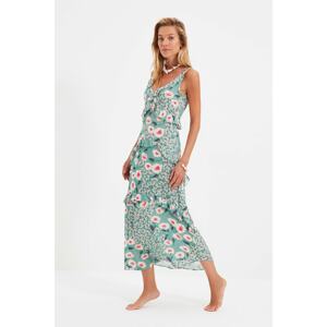 Trendyol Green Floral Ruffle Beach Dress