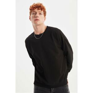 Trendyol Black Men's Oversize Crew Neck Sweatshirt