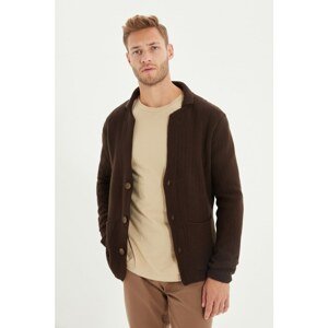 Trendyol Brown Men's Slim Fit Buttoned Knitwear Cardigan