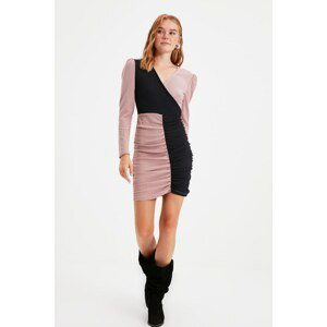 Trendyol Dried Rose Double Breasted Crepe Knitted Dress