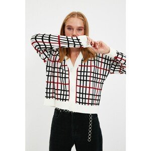 Trendyol Ecru Button Detailed Jacquard Knitwear Cardigan