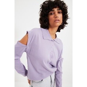 Trendyol Lilac Cut Out Detailed Knitwear Sweater
