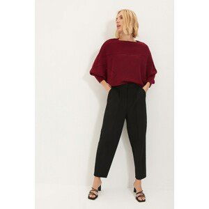 Trendyol Burgundy Openwork Bat Sleeve Knitwear Sweater