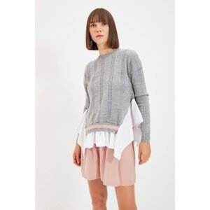 Trendyol Gray Frilly Knitwear Sweater