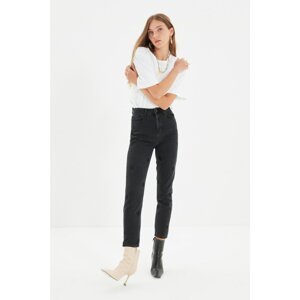 Trendyol Anthracite Printed High Waist Mom Jeans