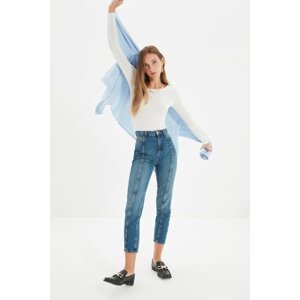 Trendyol Blue Stitch Detail High Waist Mom Jeans