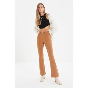 Trendyol Camel Stitch Detail High Waist Flare Jeans