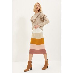 Trendyol Ecru Color Block Knitwear Skirt