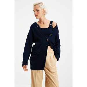 Trendyol Navy Blue Button Detailed Blouse - Cardigan Knitwear Suit