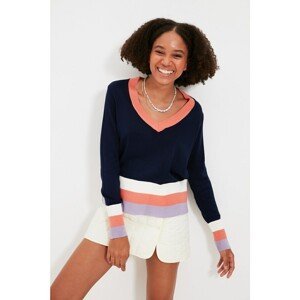 Trendyol Navy Blue V Neck Knitwear Sweater