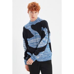 Trendyol Blue Men's Oversize Half Turtleneck Sweater