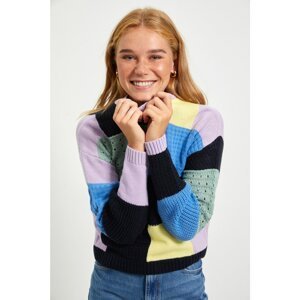 Trendyol Lilac Color Block Openwork Knitwear Sweater