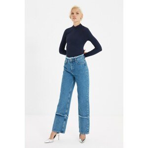 Trendyol Blue Tassel Detailed High Waist 90's Wide Leg Jeans