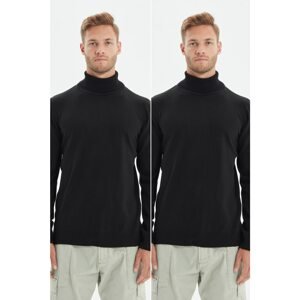 Trendyol Black Men's Slim Fit Turtleneck 2-Pack Pullover