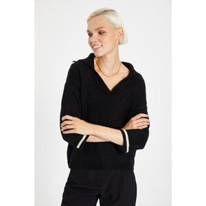 Trendyol Black Polo Collar Knitwear Sweater