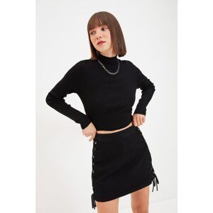 Trendyol Black Back Detailed Stand Up Knitwear Sweater